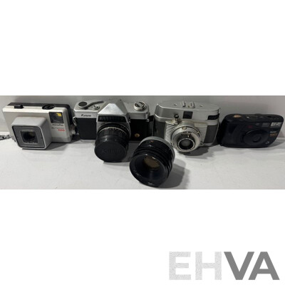Collection of Vintage Cameras Comprising Minolta Autopak 500, Kodak Advantix 2000 Auto, German Made Bilora Bella 44 and More