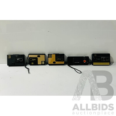 Collection of Five Vintage Cameras Including Kodak Disc 3500, Kodak Disc 8000 and More