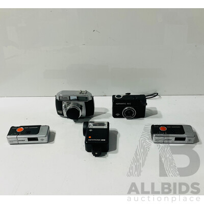 Collection of Vintage Cameras Including Agfamatic 55 C, Agfamatic Pocket 3000 and More