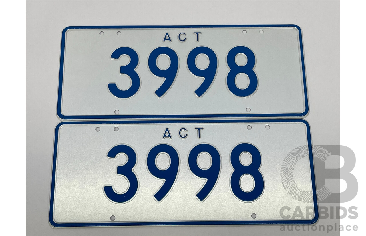 ACT 4-Digit Number Plate - 3998