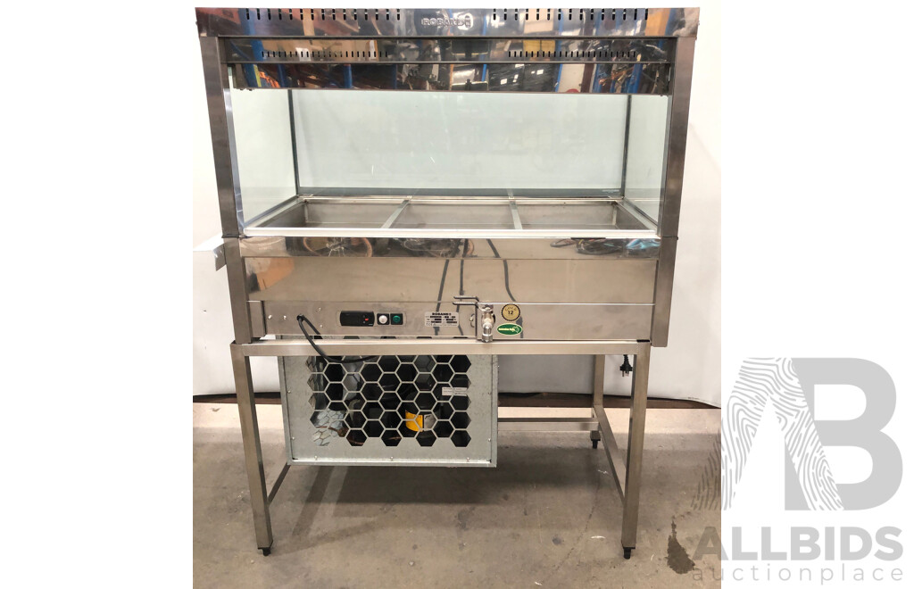 Roband SRX23RD Square Glass Refrigerated Cold Plate Food Bar with Stainless Steel Stand