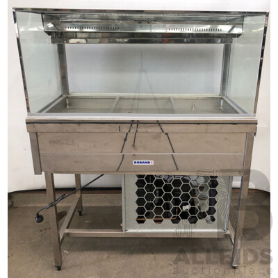 Roband SRX23RD Square Glass Refrigerated Cold Plate Food Bar with Stainless Steel Stand