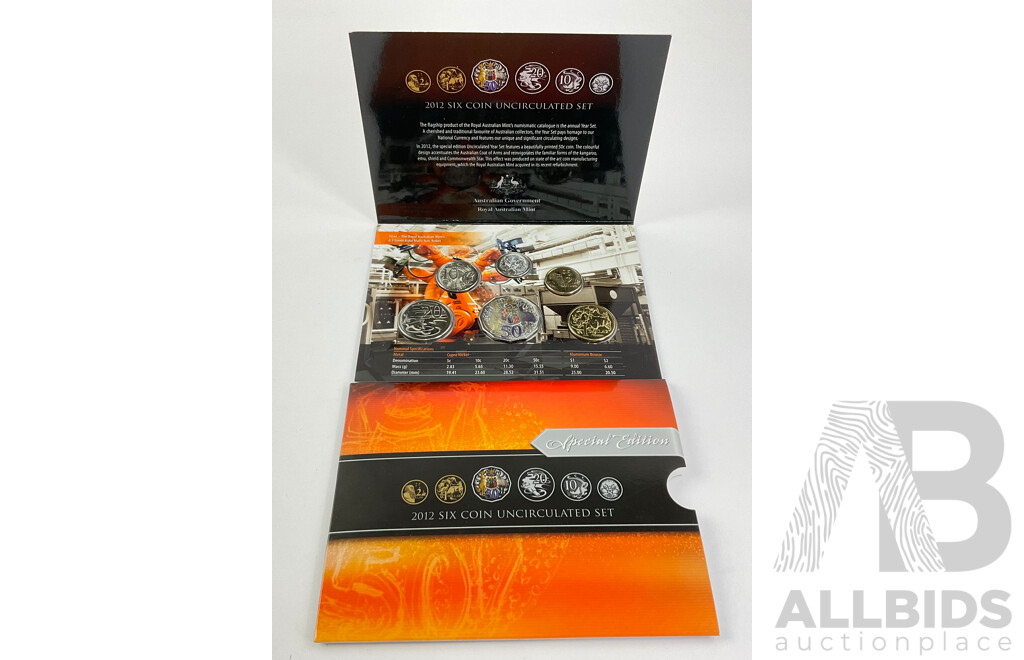 Australian RAM 2012 UNC Six Coin Set Special Edition, Coloured Fifty Cent Coin