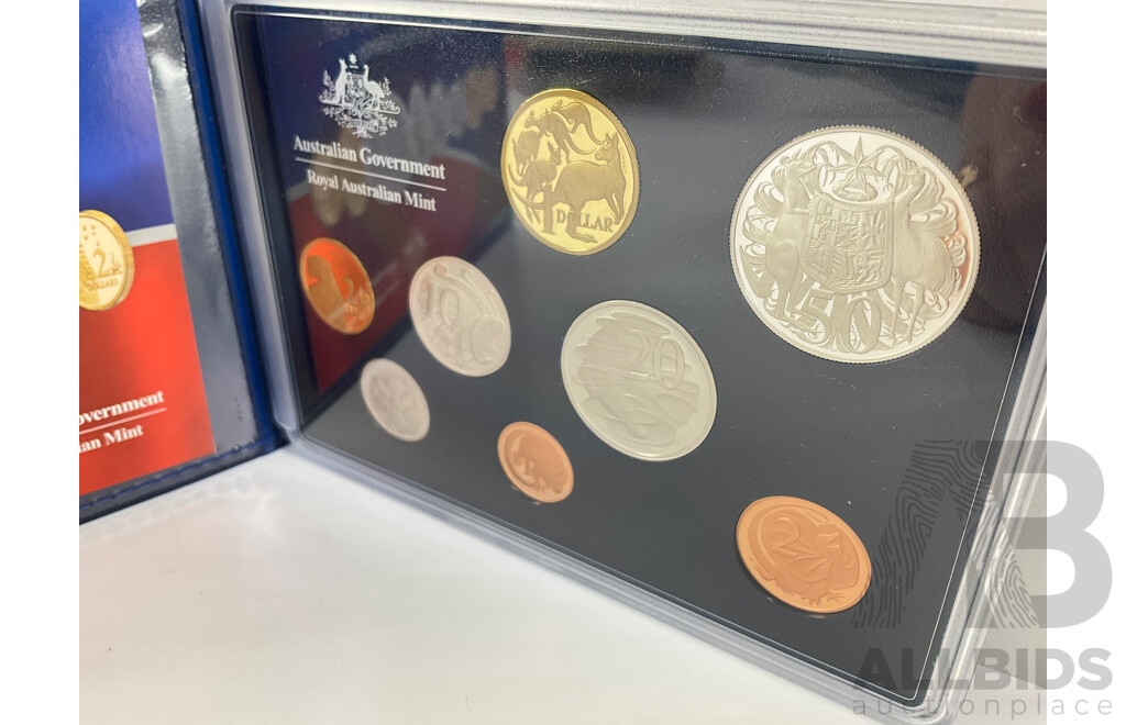 Australian RAM 2006 Eight Proof Coin Set, Forty Years of Decimal Currency with Round Silver Fifty Cent Coin .800