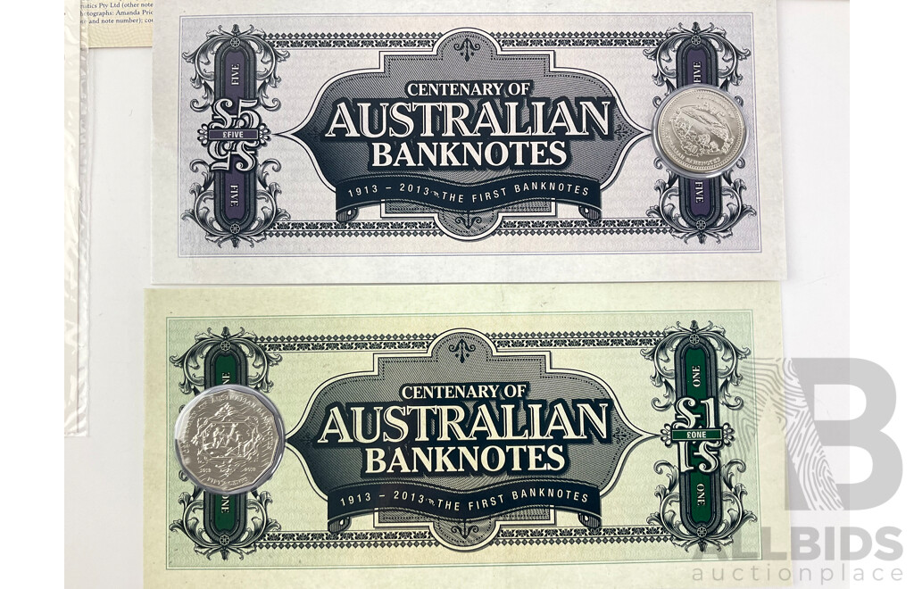 Australian RAM 2013 Centenary of Australian Banknotes Three Coin Set, Stamp Pack and Block