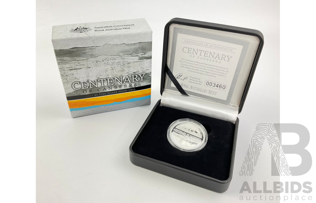 Australian RAM 2013 Silver Five Dollar Coin, Centenary of Canberra .999