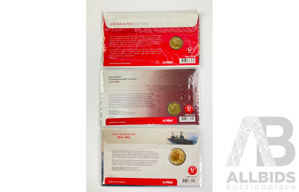 Australian PNCs Including 2009 Australia Post Two Hundred Years, 2010 Commonwealth Coinage, 2011 Royal Australian Navy