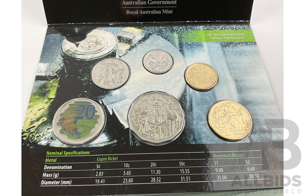 Australian 2013 UNC Six Coin Special Edition Set, Includes Coloured Twenty Cent Coin