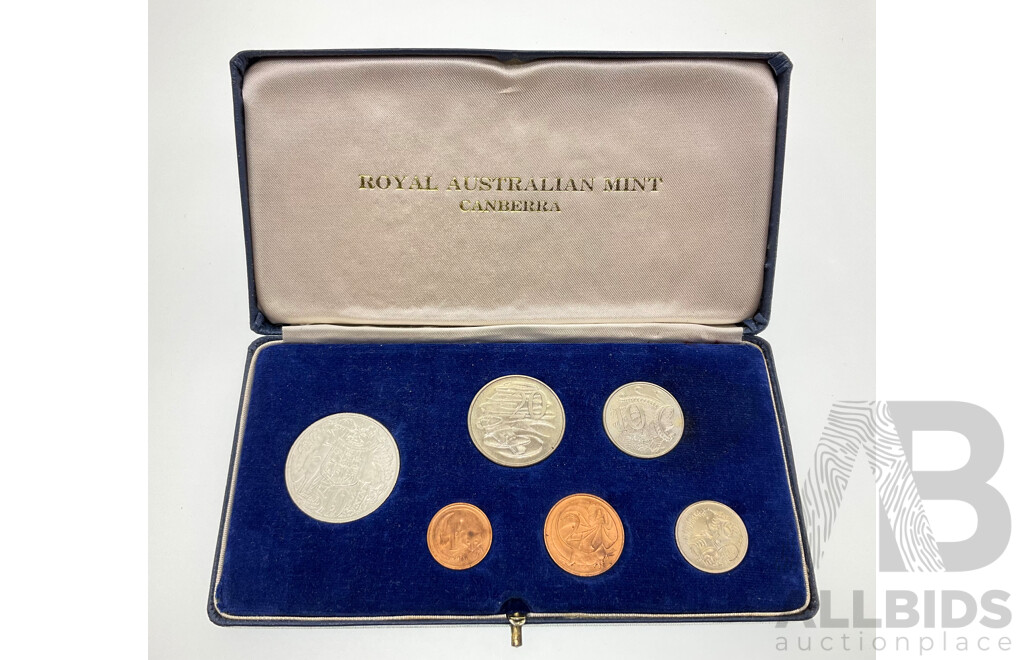 Australian RAM 1966 Six UNC Coin Set, Including Silver Round Fifty Cent Coin