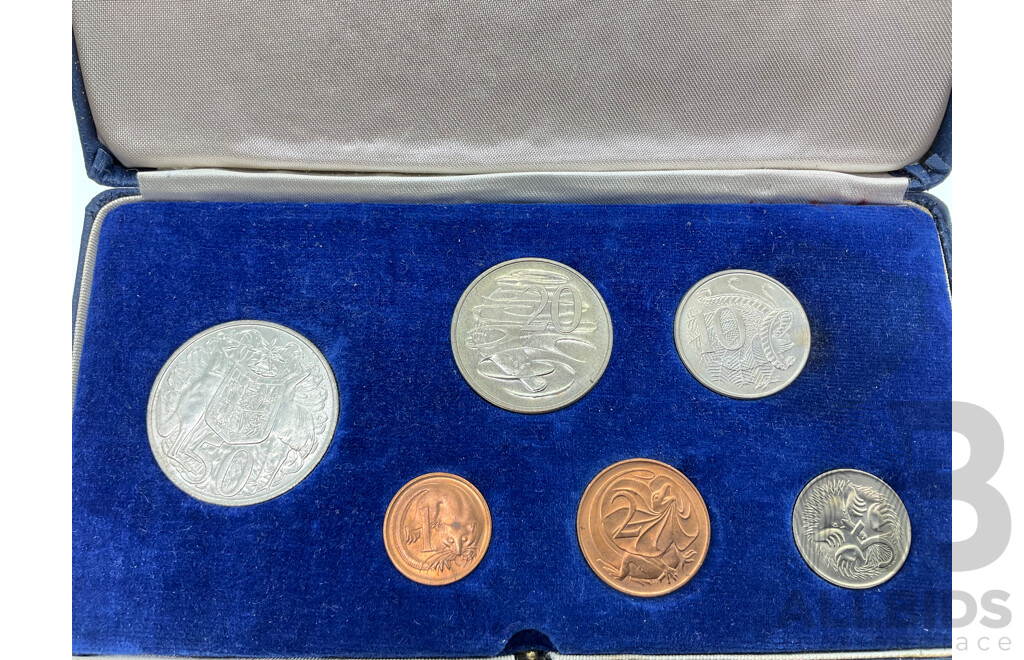 Australian RAM 1966 Six UNC Coin Set, Including Silver Round Fifty Cent Coin