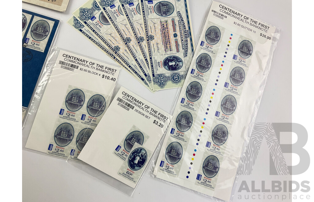 Australian Centenary of the First Commonwealth Banknote Commemorative Coins and Stamps