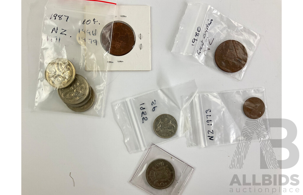 Collection of Collectable Coins Including Australian Silver Predecimal, 2016 Twenty and Five Cents 50 Years Decimal Currency, 2013 Twenty Cent Canberra Centenary, Ancient Roman Coin and More