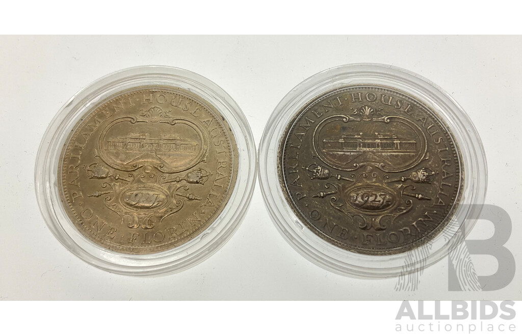 Two Australian 1927 Silver Florins, Commemorative .925