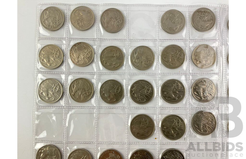 Australian Twenty Cent Coin Collection, Consecutive 1966-1982, Six 2001 Federation Examples, 2002-2012 Consecutive, Commemorative Examples