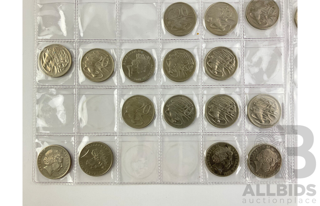 Australian Twenty Cent Coin Collection, Consecutive 1966-1982, Six 2001 Federation Examples, 2002-2012 Consecutive, Commemorative Examples