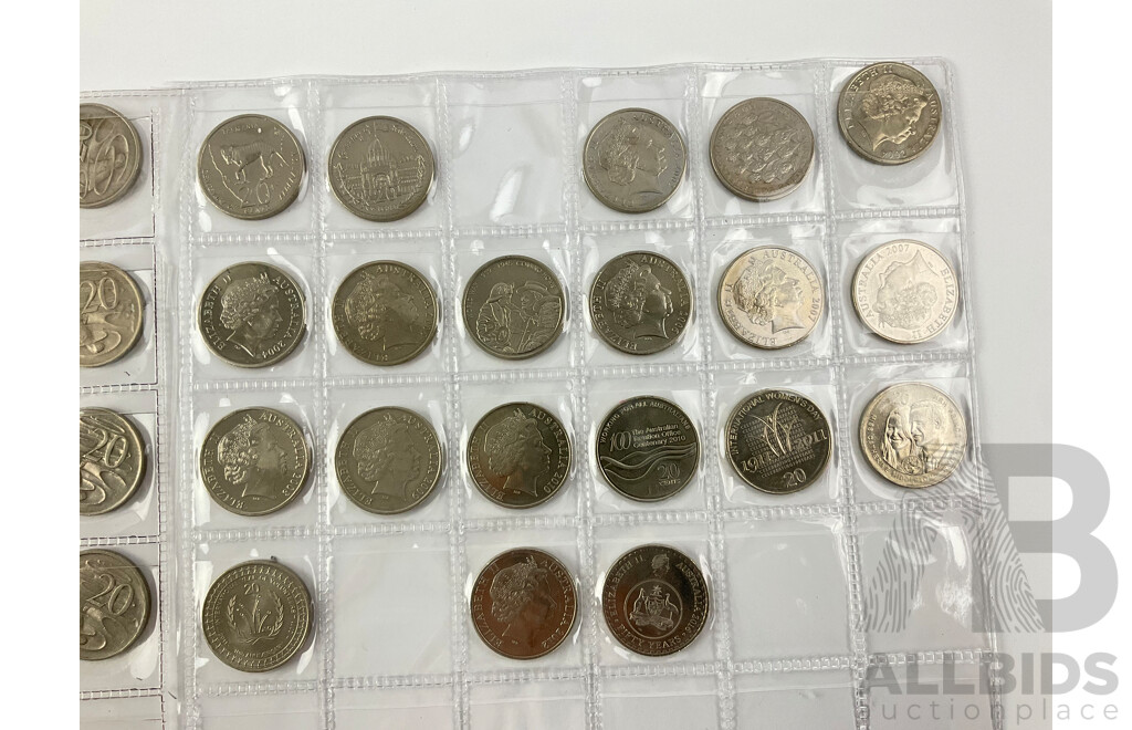 Australian Twenty Cent Coin Collection, Consecutive 1966-1982, Six 2001 Federation Examples, 2002-2012 Consecutive, Commemorative Examples