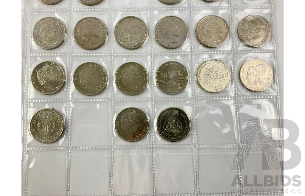 Australian Twenty Cent Coin Collection, Consecutive 1966-1982, Six 2001 Federation Examples, 2002-2012 Consecutive, Commemorative Examples