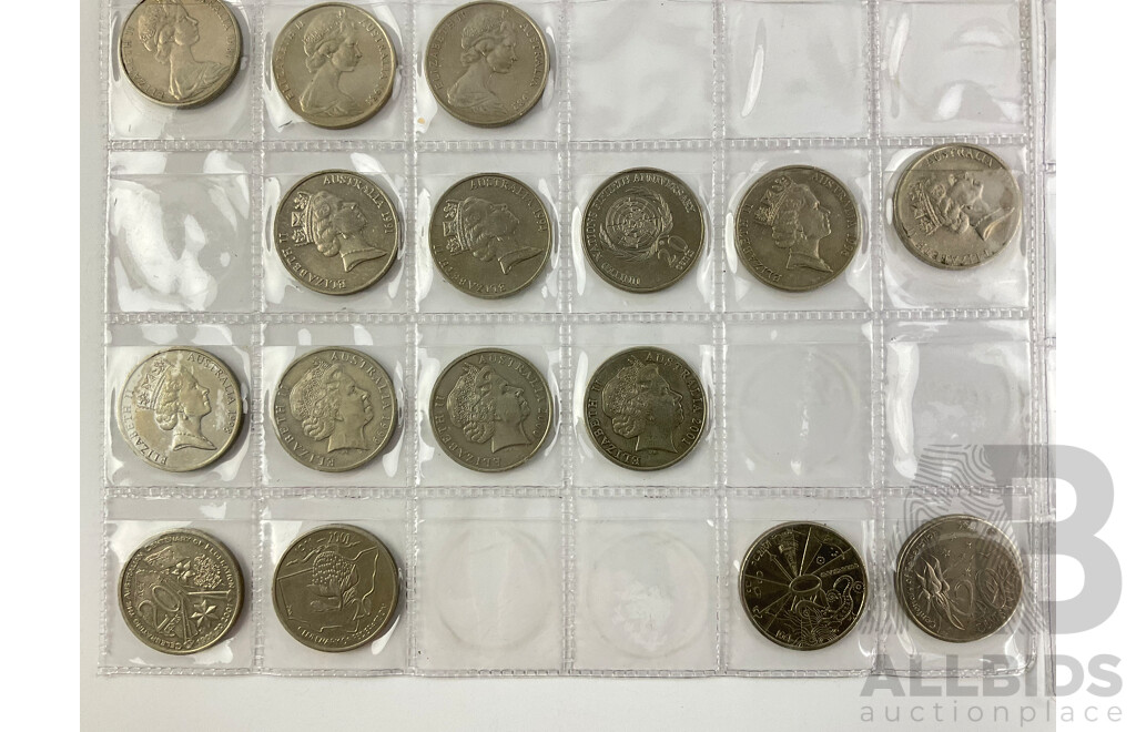 Australian Twenty Cent Coin Collection, Consecutive 1966-1982, Six 2001 Federation Examples, 2002-2012 Consecutive, Commemorative Examples