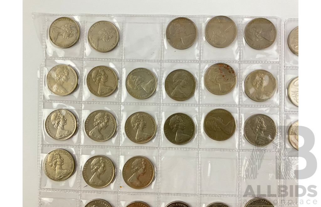 Australian Twenty Cent Coin Collection, Consecutive 1966-1982, Six 2001 Federation Examples, 2002-2012 Consecutive, Commemorative Examples