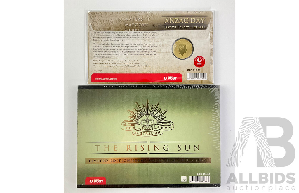 Australian 2012 ANZAC Day Lest We Forget PNC and 'The Rising Sun' Limited Edition Stamp Medallion Collection in Original Wrapping