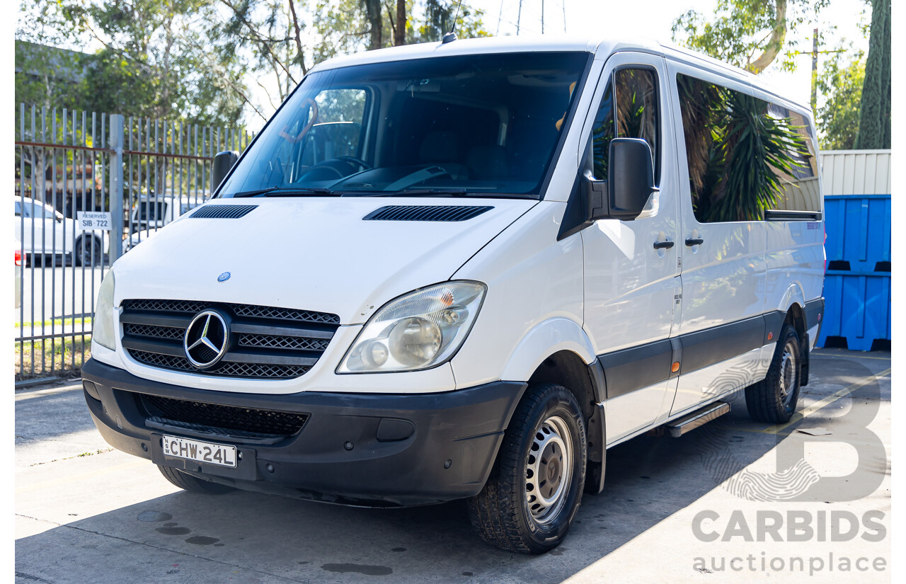 11/2011 Mercedes-Benz Sprinter 316CDI Medium Wheel Base (RWD) MY11 Arctic White Turbo Diesel 2.1L Custom 9 Seater