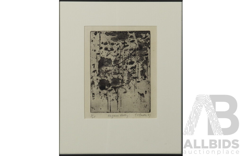 Earle I. Backen (20th Century, Australian, 1927-05), Kangaroo Valley (1967), Etching, 39 x 31 cm (frame)