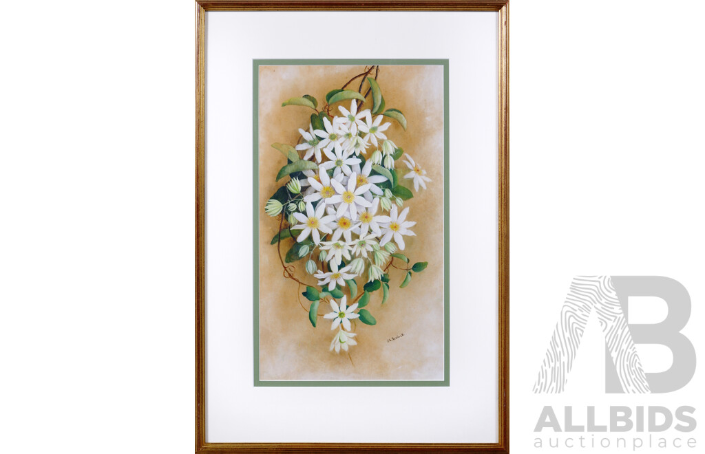 E.G. Hartwell, (Date Unknown), Blossoms, Vintage Oil on Paper, Beautifully Framed Under Glass, 70 *x 48 cm (frame)