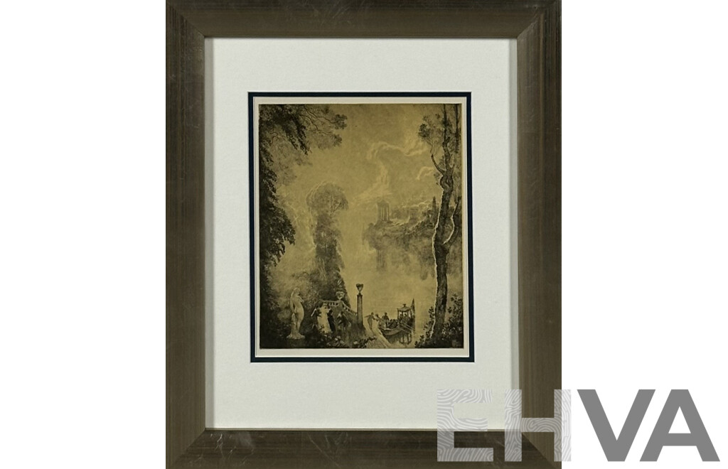 Norman Lindsay, (Early 20th/Mid Century, Australian, 1879-1969), Lands of Afternoon, Reproduction Reprint of the Original Etching (1923), 43 x 35 cm (frame)