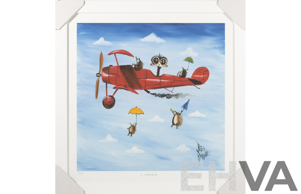Peter Browne, (20th Century, Australian, 1947-), Jumping Ship, Giclee Limited Edition Print, Hand Signed, 65 x 65 cm (frame)