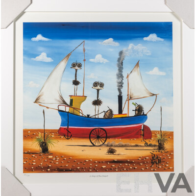 Peter Browne, (20th Century, Australian, 1947-), A Ship of the Desert, Giclee Limited Edition Print, Hand Signed, 65 x 65 cm (frame)