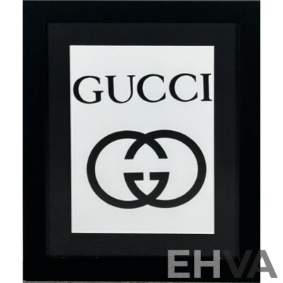 Collection of Three Designer Label Advertisements, Chanel Paris Eau Premiere, Gucci & Vogue, Quality Reproduction Prints, 40 x 33 cm x 2 & 35 x 35 cm x 1 (3)