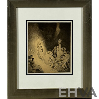 Norman Lindsay, (Early 20th/Mid Century, Australian, 1879-1969), Death in the Garden, Reproduction Reprint of the Original Drypoint Etching, Engraving and Stipple (1923), 43 x 35 cm (frame)