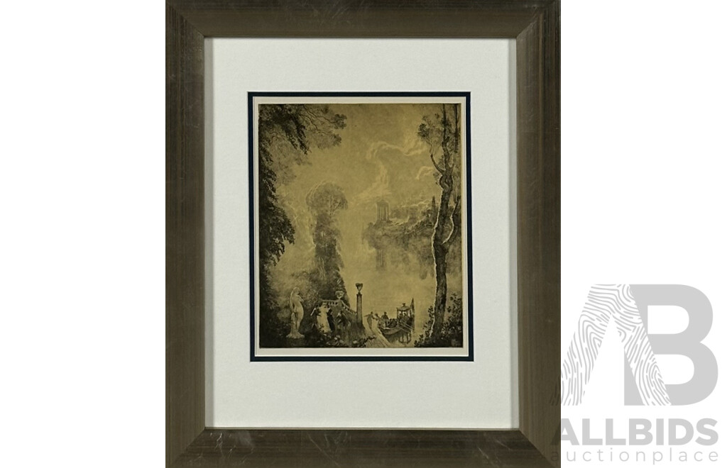 Norman Lindsay, (Early 20th/Mid Century, Australian, 1879-1969), Lands of Afternoon, Reproduction Reprint of the Original Etching (1923), 43 x 35 cm (frame)