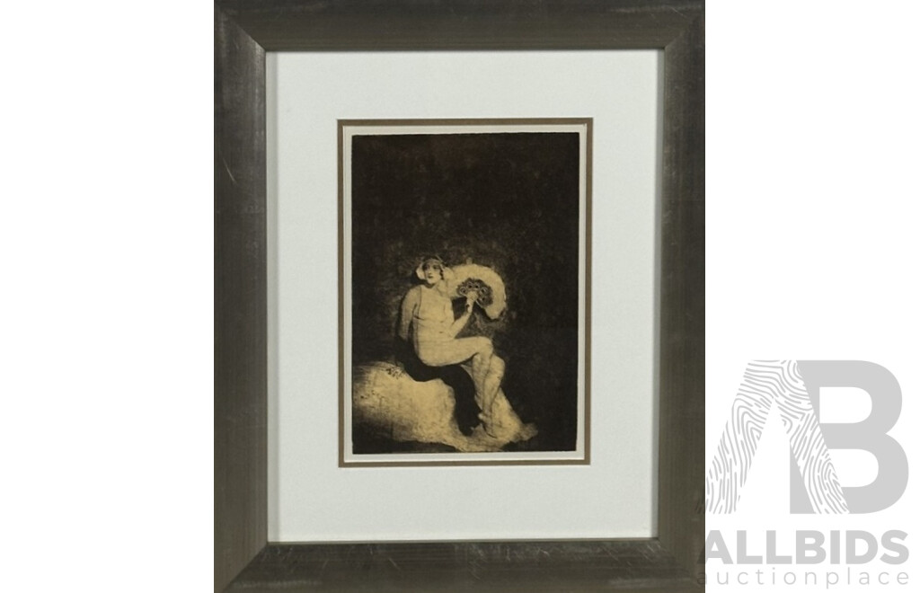 Norman Lindsay, (Early 20th/Mid Century, Australian, 1879-1969), The Fan, Reproduction Reprint of the Original Etching (1917), 43 x 35 cm (frame)