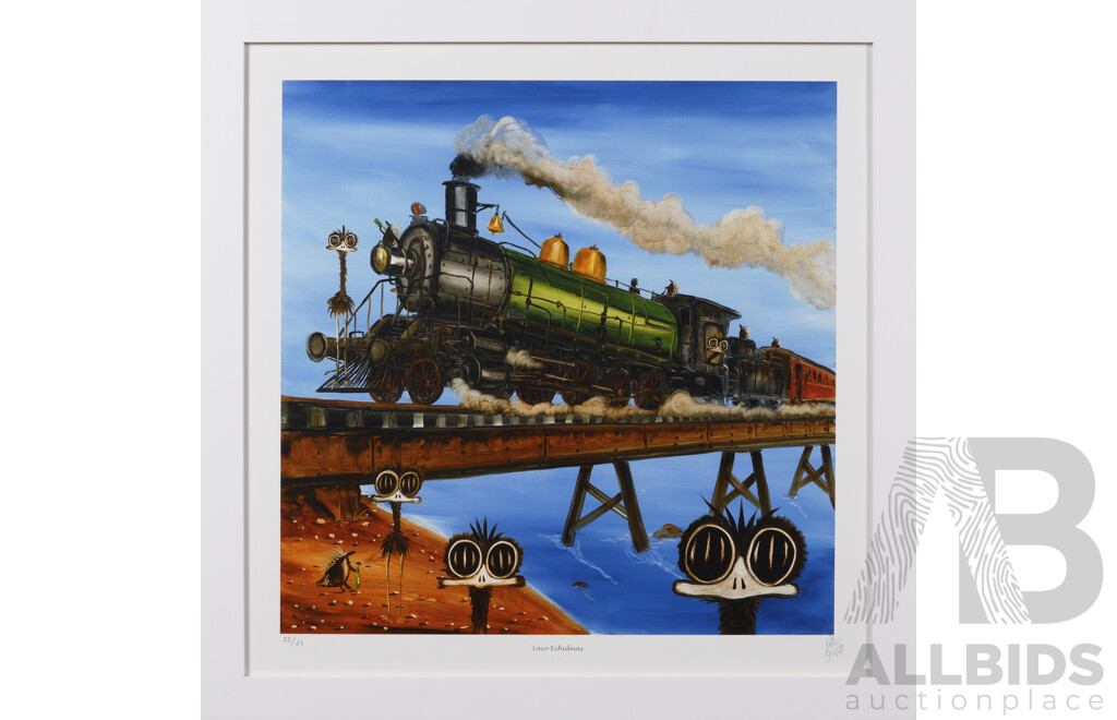 Peter Browne, (20th Century, Australian, 1947-), Loco Echidnas, Giclee Limited Edition Print, Hand Signed, 65 x 65 cm (frame)