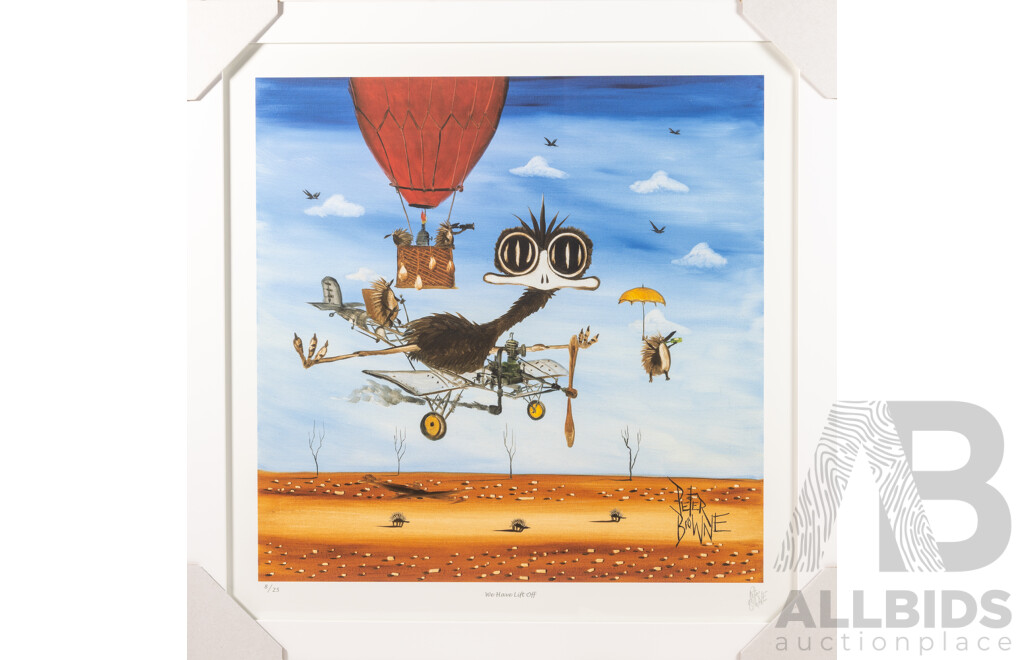 Peter Browne, (20th Century, Australian, 1947-), We Have Lift Off, Giclee Limited Edition Print, Hand Signed, 65 x 65 cm (frame)