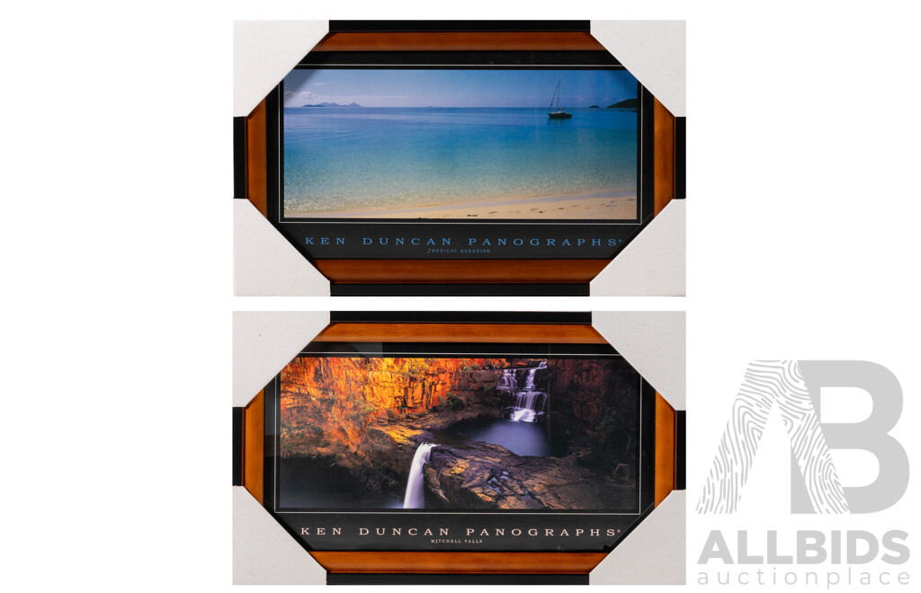 Ken Duncan, (20th Century, Australian, 1954-), Tropical Paradise & Mitchell Falls, Quality Reproduction Prints of Original Photographs, 28 x 45 cm (frames) (2)