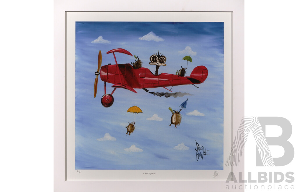 Peter Browne, (20th Century, Australian, 1947-), Jumping Ship, Giclee Limited Edition Print, Hand Signed, 65 x 65 cm (frame)