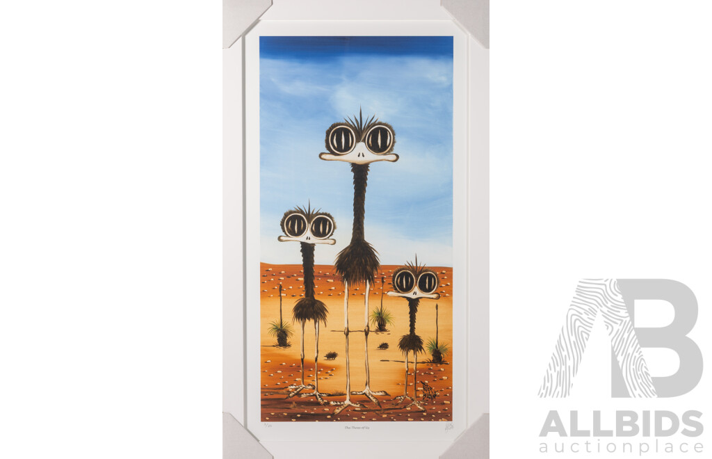 Peter Browne, (20th Century, Australian, 1947-), The Three of Us, Giclee Limited Edition Print, Hand Signed, 90 x 52 cm (frame)