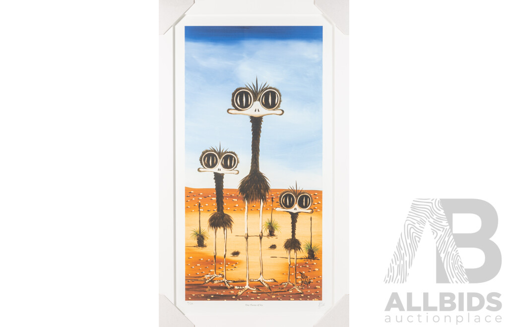 Peter Browne, (20th Century, Australian, 1947-), The Three of Us, Giclee Limited Edition Print, Hand Signed, 90 x 52 cm (frame)