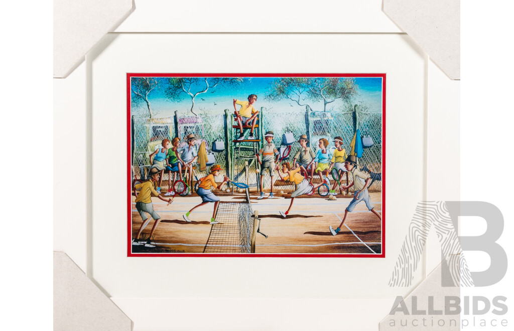 Max Mannix, (20th Century, Australian, 1936-), Goodonya Tennis Club, Quality Reproduction Print of Original Oil, 40.5 x 49.5 cm (frame)
