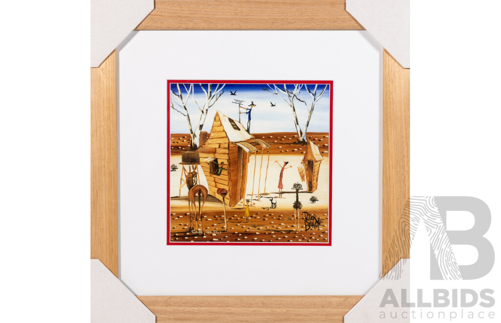 Peter Browne, (20th Century, Australian, 1947-), Tuning the Tele, Quality Giclee Print, 47 x 47 cm (frame)