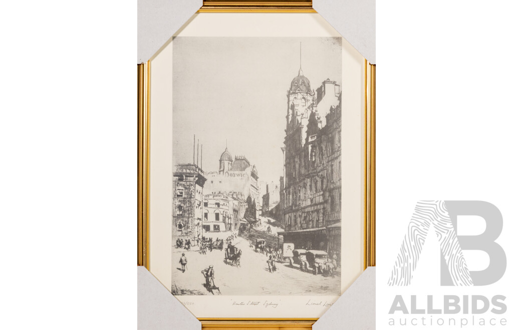 Lionel Lindsay, (19/20th Centuries, Australian, 1874-1961), Essex Steps and Hunter Street Sydney, Pair of Quality Prints After Original Etchings, 49 x 36 cm (larger frame) (2)
