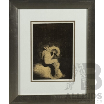 Norman Lindsay, (Early 20th/Mid Century, Australian, 1879-1969), The Fan, Reproduction Reprint of the Original Etching (1917), 43 x 35 cm (frame)