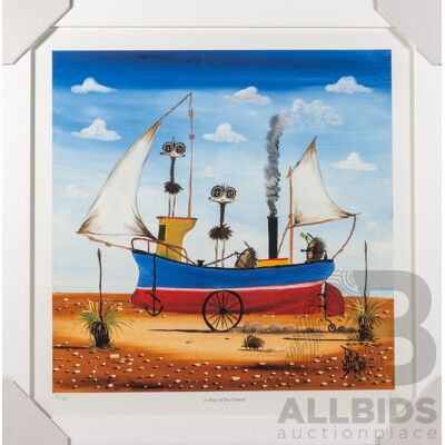 Peter Browne, (20th Century, Australian, 1947-), A Ship of the Desert, Giclee Limited Edition Print, Hand Signed, 65 x 65 cm (frame)