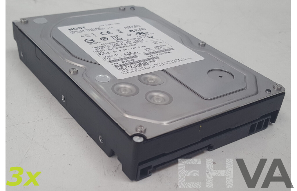 HGST 3TB 7.2K SAS 3.5-Inch Hard Drives - Lot of Three