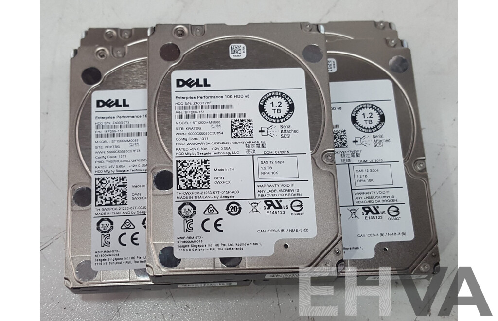 Dell 1.2TB SAS 10K 2.5-Inch Hard Drive - Lot of Five