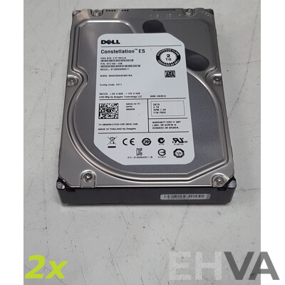 Dell Constellation ES 2TB SATA 7.2K 3.5-Inch Hard Drive - Lot of Two