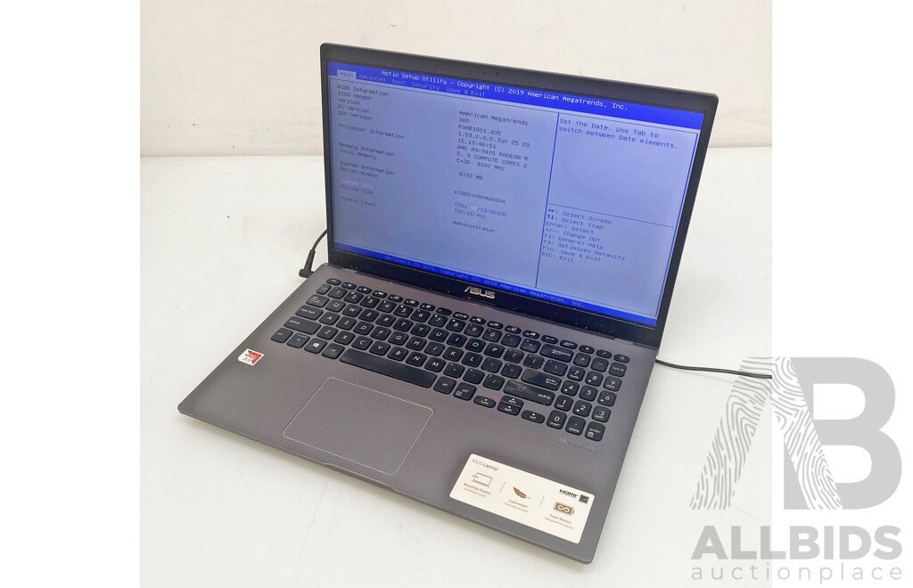 ASUS (D509B) AMD (A9-9425) Radeon R5 3.10GHz-3.70GHz 2-Core CPU 15.6-Inch Laptop