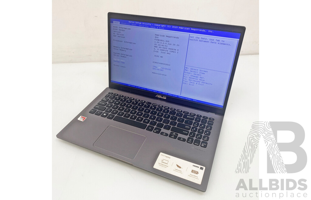 ASUS (D509B) AMD (A9-9425) Radeon R5 3.10GHz-3.70GHz 2-Core CPU 15.6-Inch Laptop